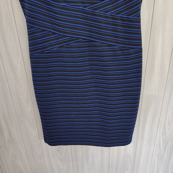 Dana Buchman Blue And Black Striped Sleeveless Sheath Dress Size 16 - Picture 3 of 11